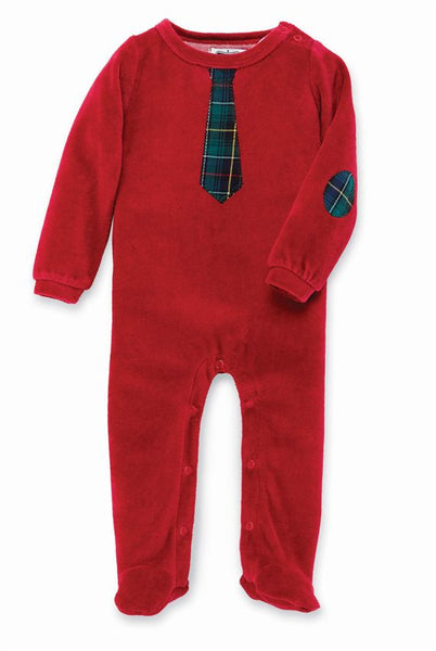 VELOUR NECKTIE ONE-PIECE Velour foot in outfit