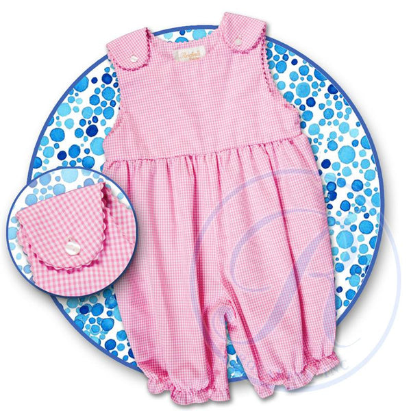 Pink and White Gingham Knickers with rick rack trim - comes with or without monogram