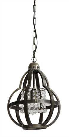 METAL PENDANT LAMP W/ CRYSTALS