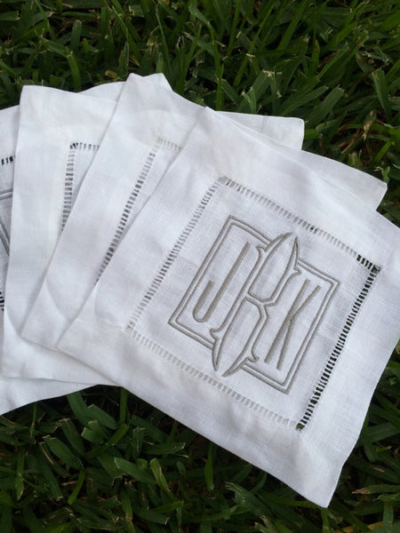 Linen Cocktail Napkins 4 w/monogram